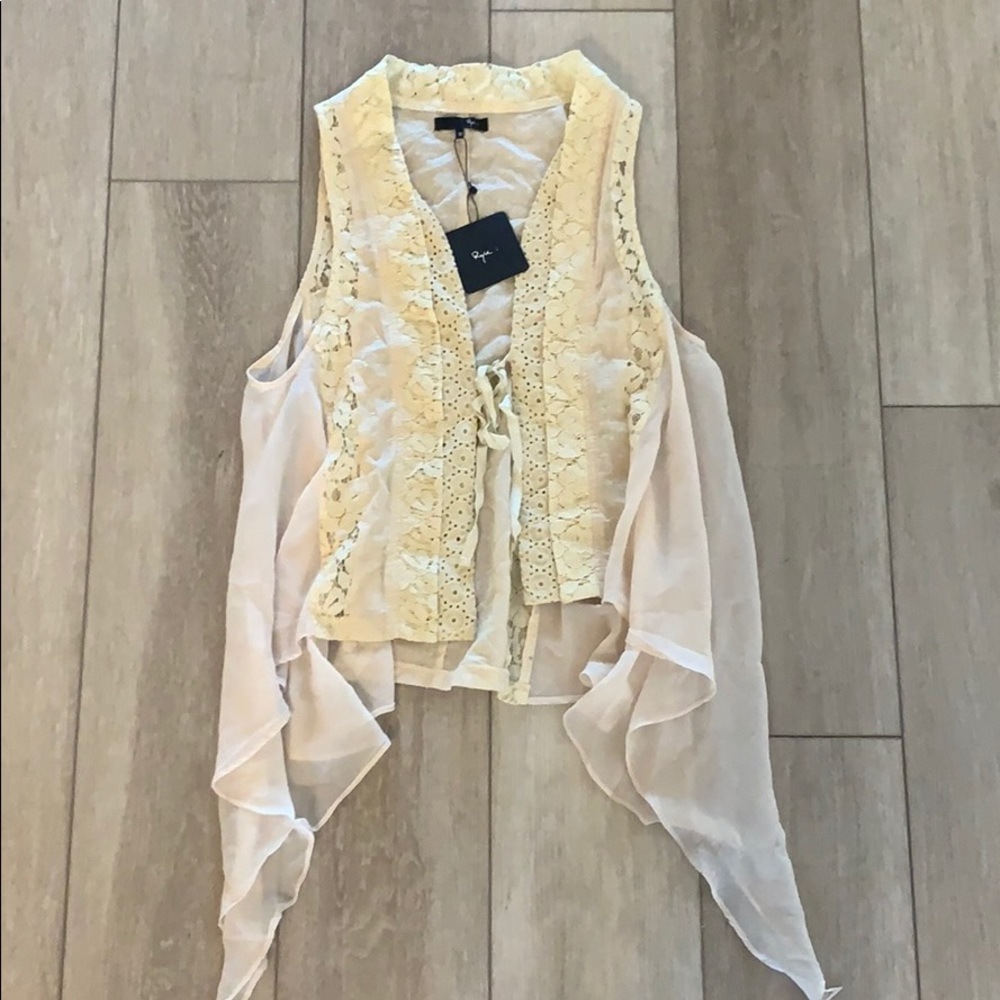 RYU boho cream lace vest NWT